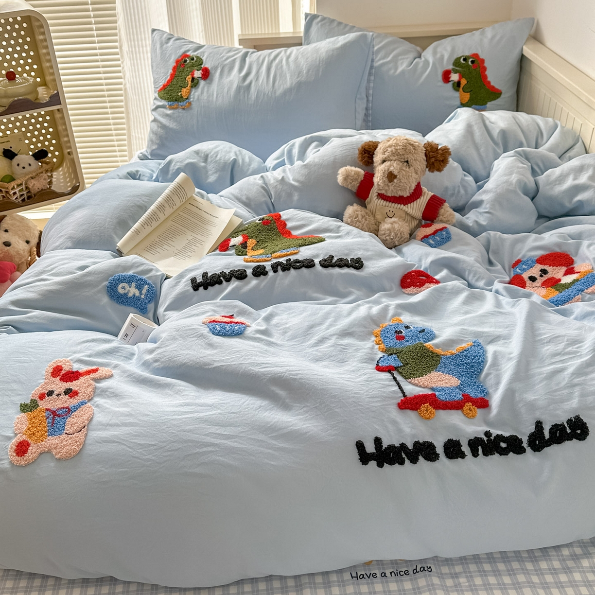 91家纺网 家纺一手货源 找家纺 易辰美 2026春夏新款超柔水洗棉四件套 动物派对