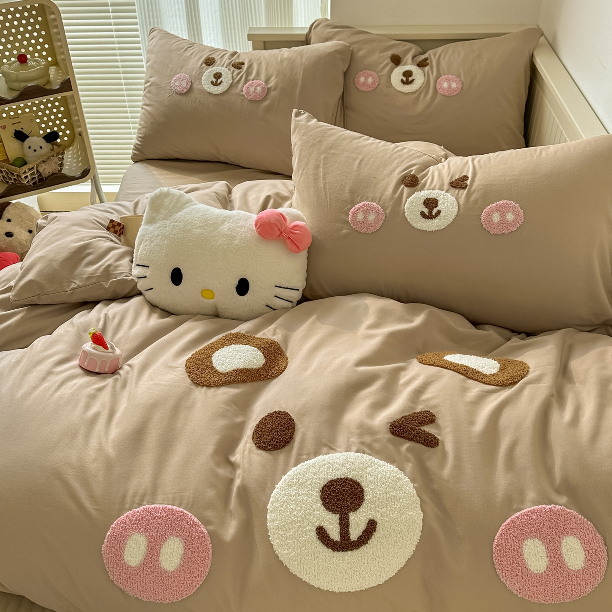 91家纺网 家纺一手货源 找家纺 易辰美 2026春夏新款超柔水洗棉四件套 欢乐小熊