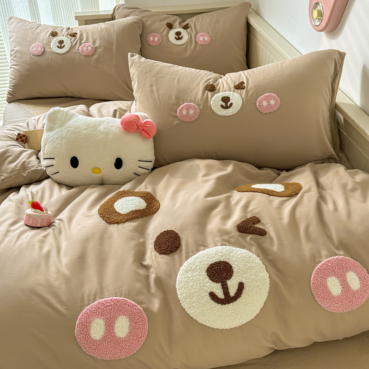 91家纺网 家纺一手货源 找家纺 易辰美 2026春夏新款超柔水洗棉四件套 欢乐小熊