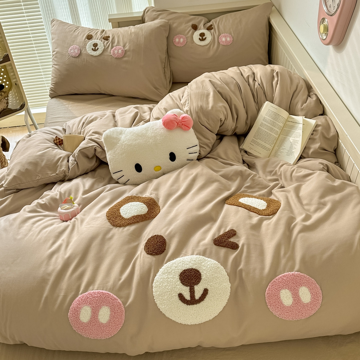 91家纺网 家纺一手货源 找家纺 易辰美 2026春夏新款超柔水洗棉四件套 欢乐小熊