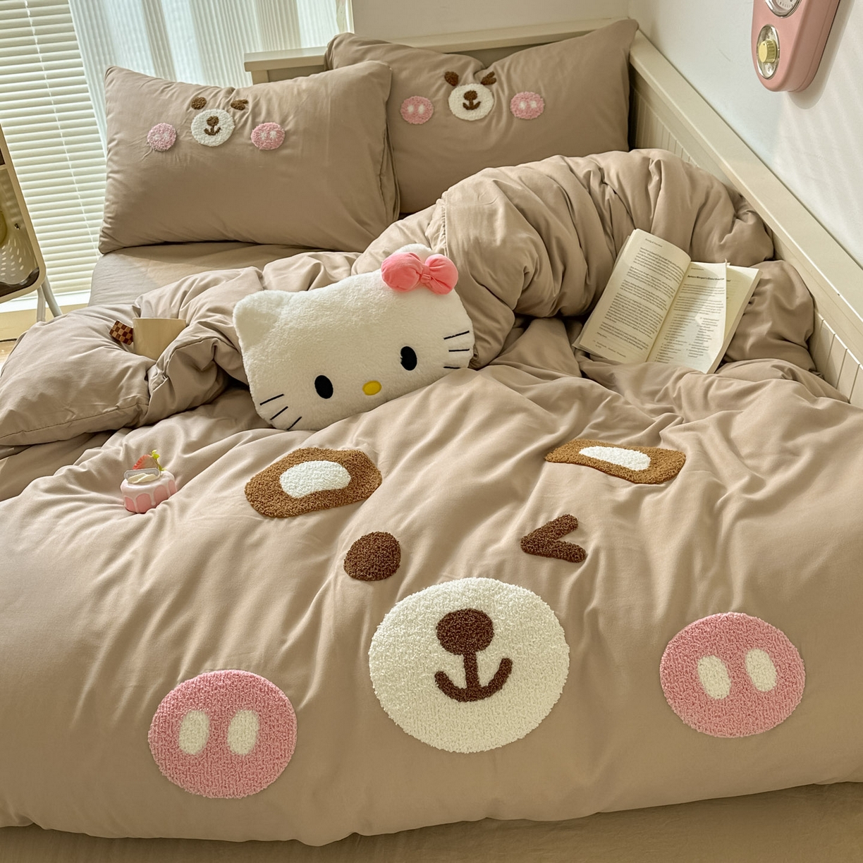 91家纺网 家纺一手货源 找家纺 易辰美 2026春夏新款超柔水洗棉四件套 欢乐小熊