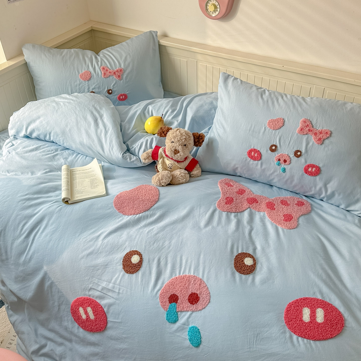 91家纺网 家纺一手货源 找家纺 易辰美 2026春夏新款超柔水洗棉四件套 流涕猪-兰