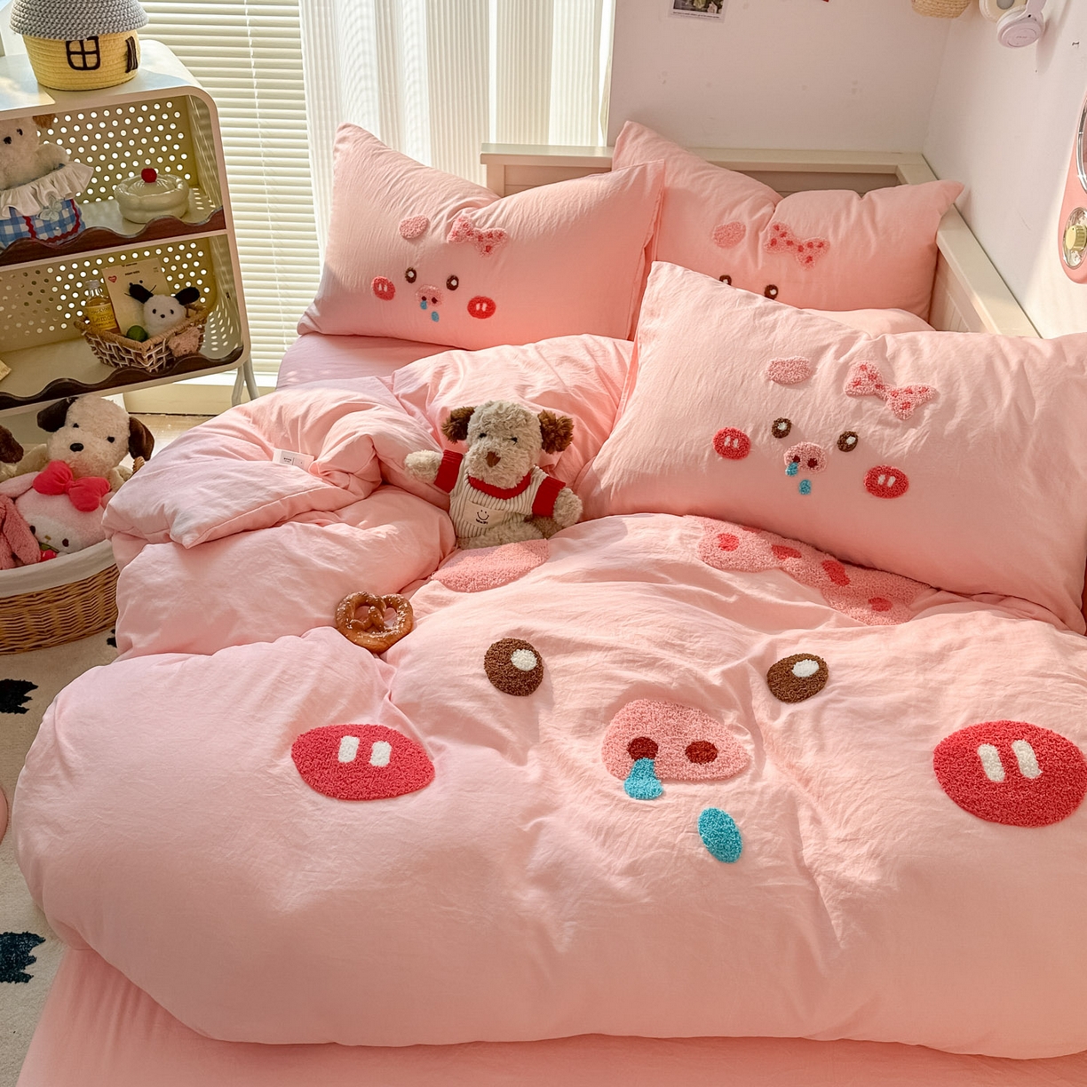 易辰美 2026春夏新款超柔水洗棉四件套 流涕猪-玉