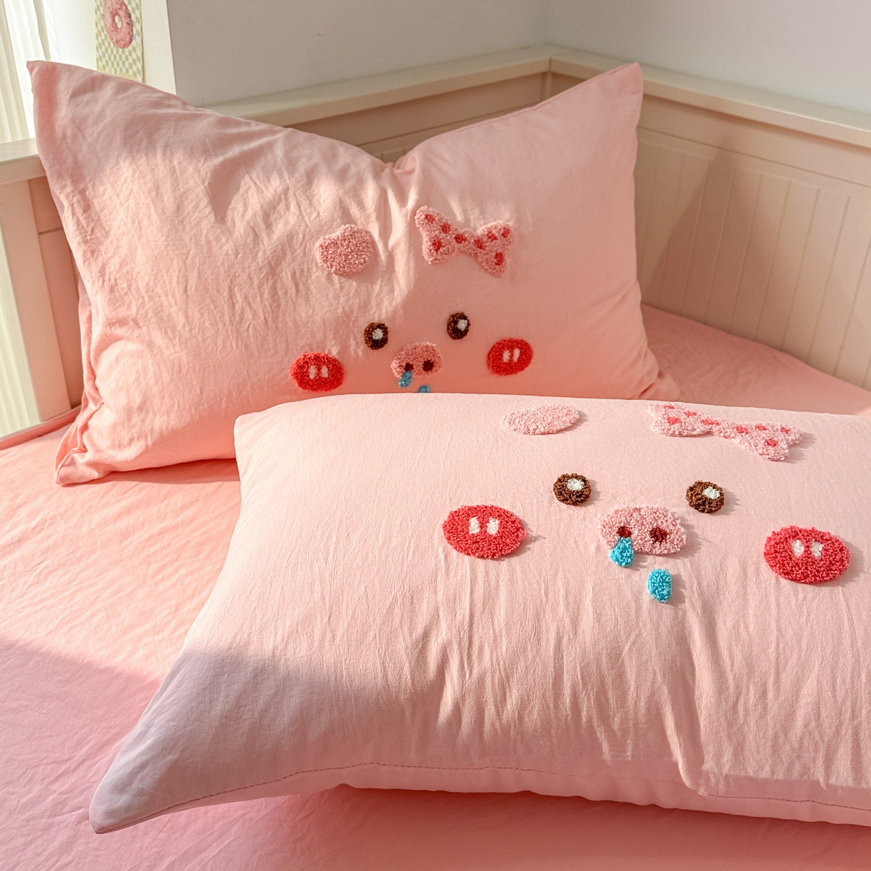 91家纺网 家纺一手货源 找家纺 易辰美 2026春夏新款超柔水洗棉四件套 流涕猪-玉