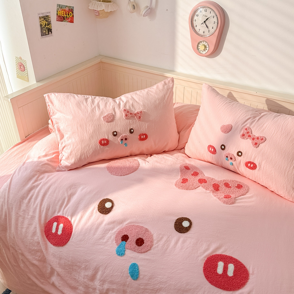 91家纺网 家纺一手货源 找家纺 易辰美 2026春夏新款超柔水洗棉四件套 流涕猪-玉