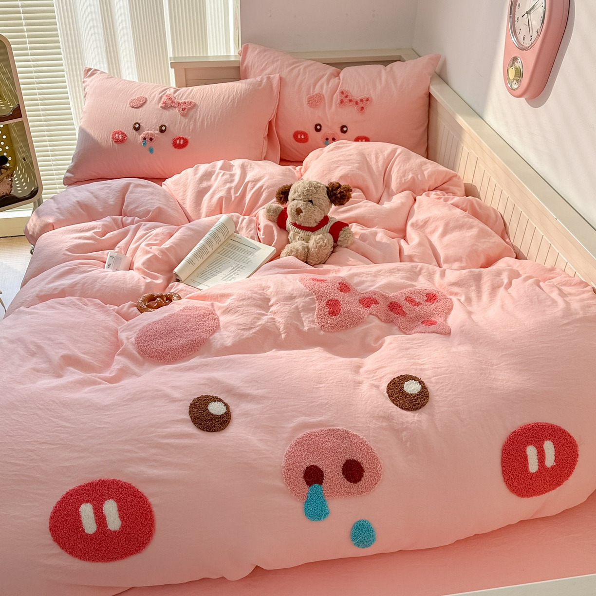 91家纺网 家纺一手货源 找家纺 易辰美 2026春夏新款超柔水洗棉四件套 流涕猪-玉