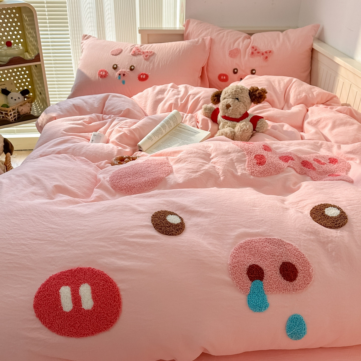 91家纺网 家纺一手货源 找家纺 易辰美 2026春夏新款超柔水洗棉四件套 流涕猪-玉