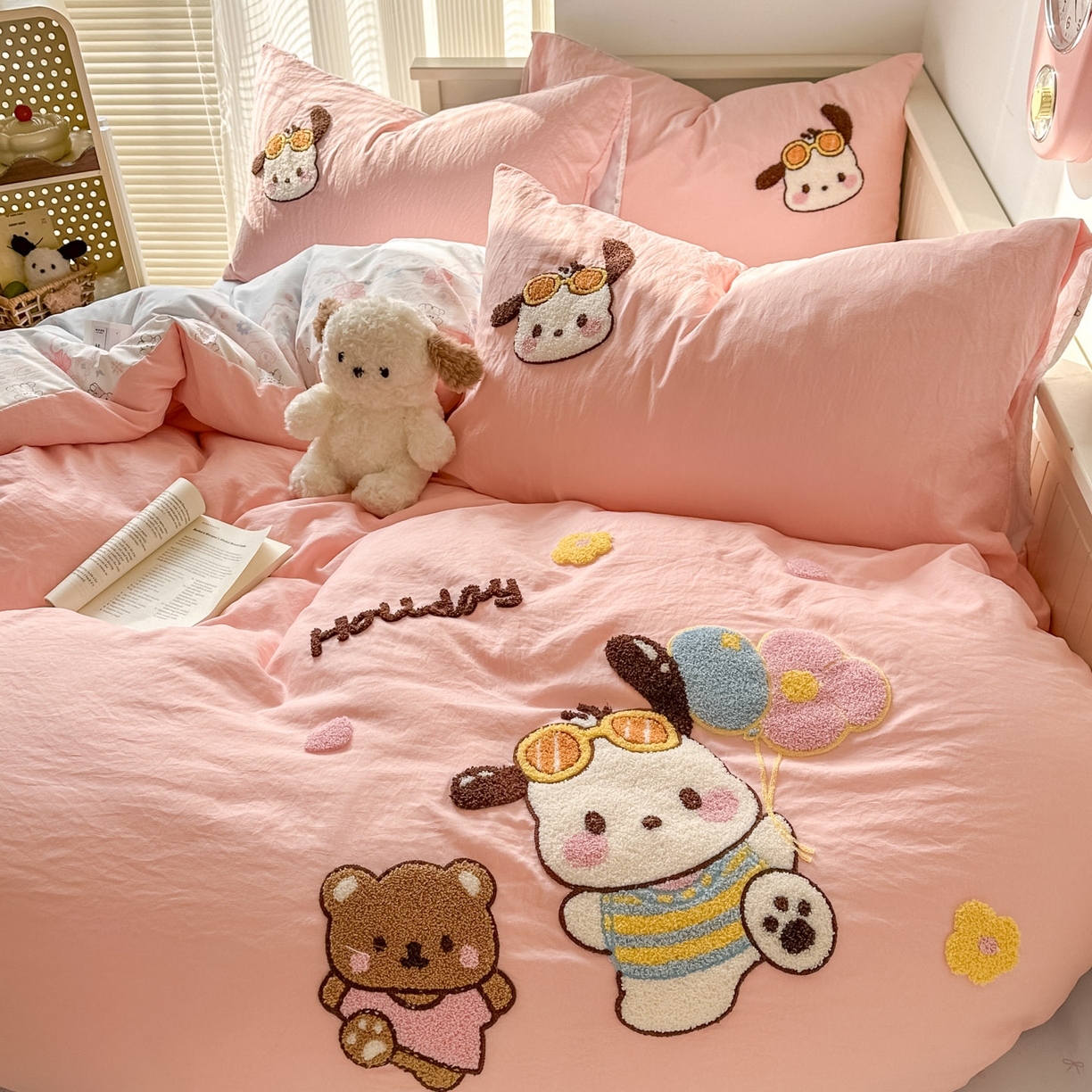 91家纺网 家纺一手货源 找家纺 易辰美 2026春夏新款超柔水洗棉四件套 帕恰狗