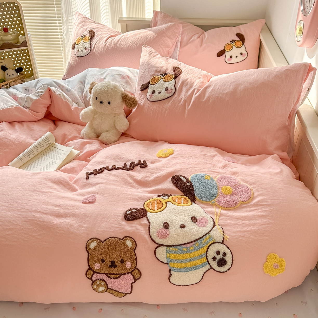 91家纺网 家纺一手货源 找家纺 易辰美 2026春夏新款超柔水洗棉四件套 帕恰狗