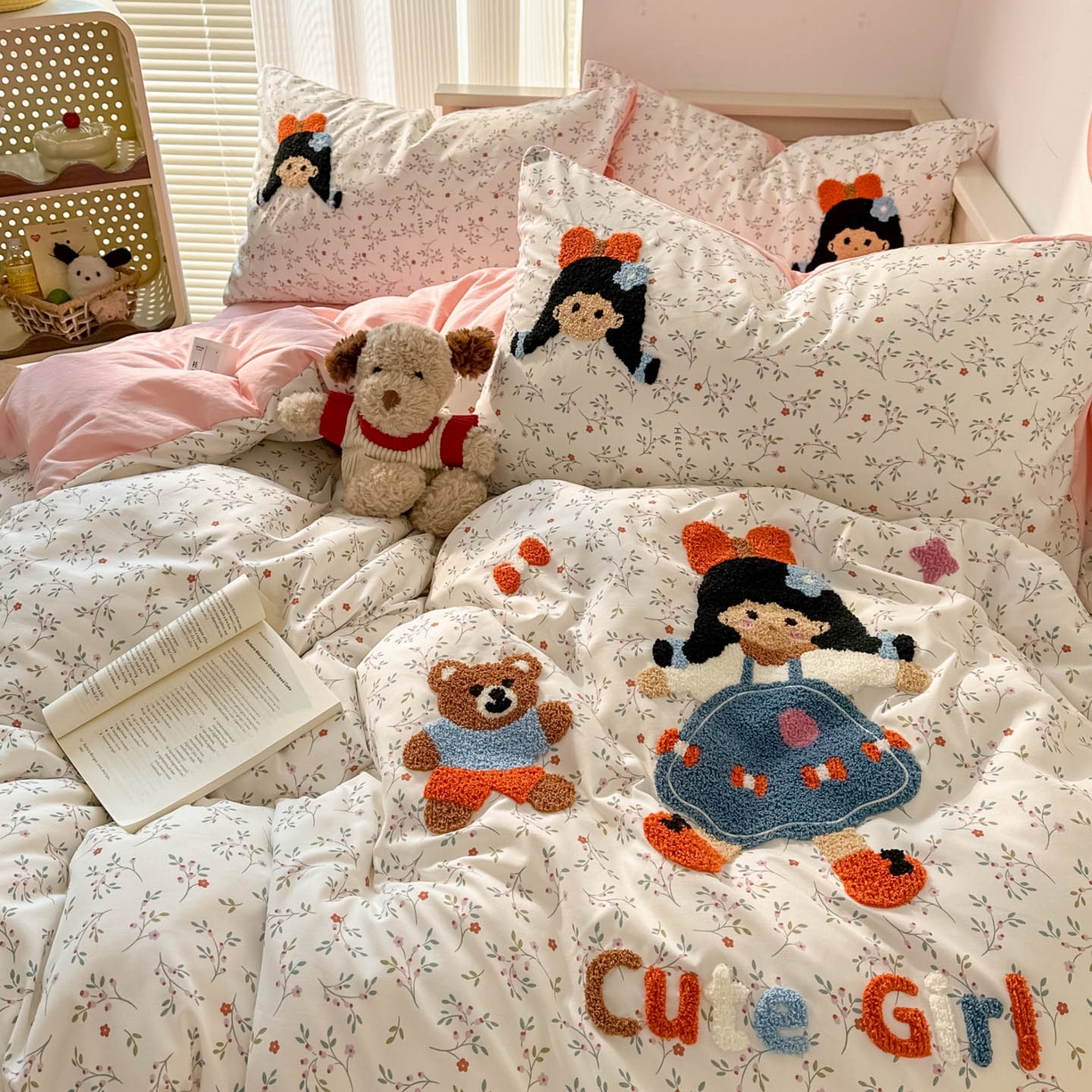 91家纺网 家纺一手货源 找家纺 易辰美 2026春夏新款超柔水洗棉四件套 小女孩