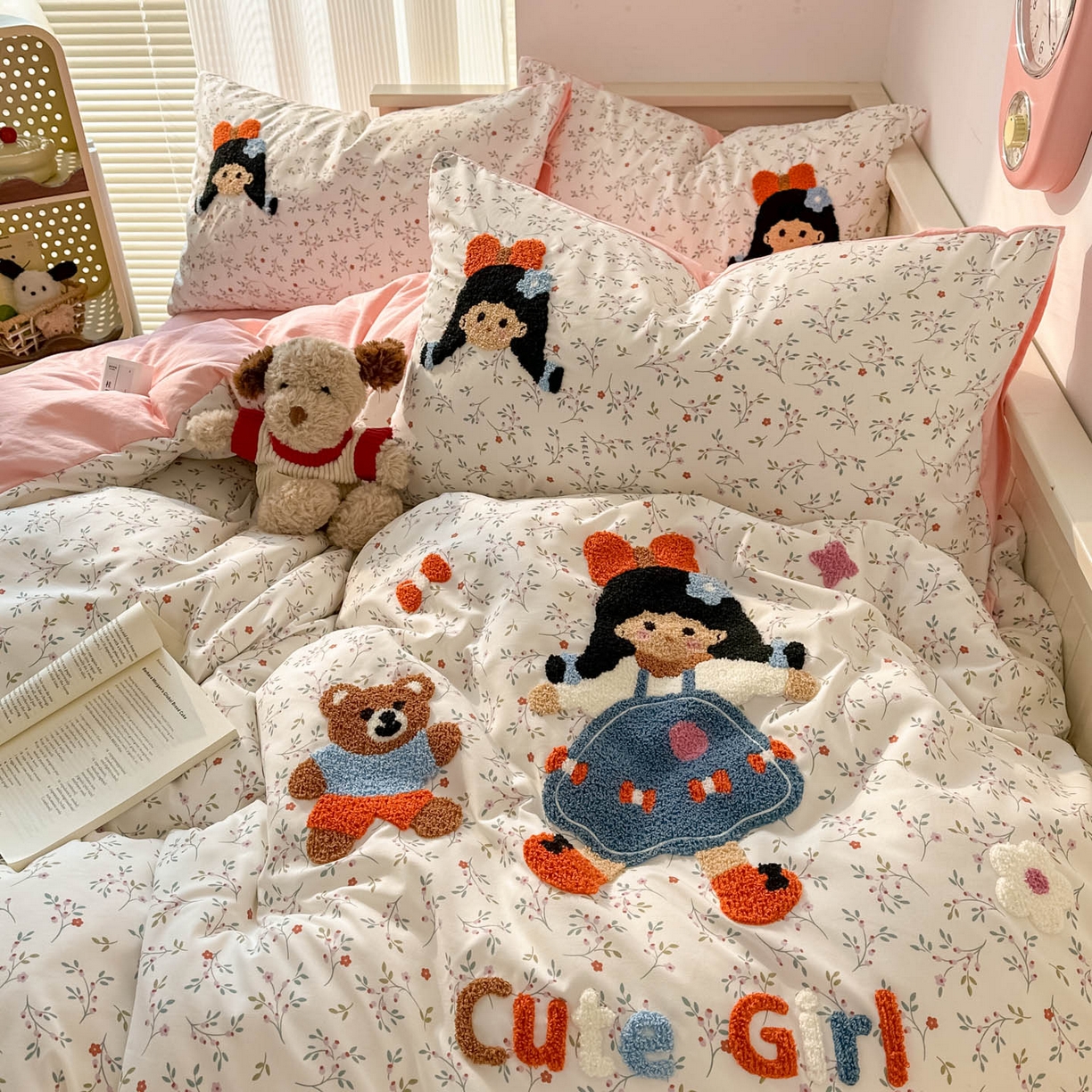 91家纺网 家纺一手货源 找家纺 易辰美 2026春夏新款超柔水洗棉四件套 小女孩