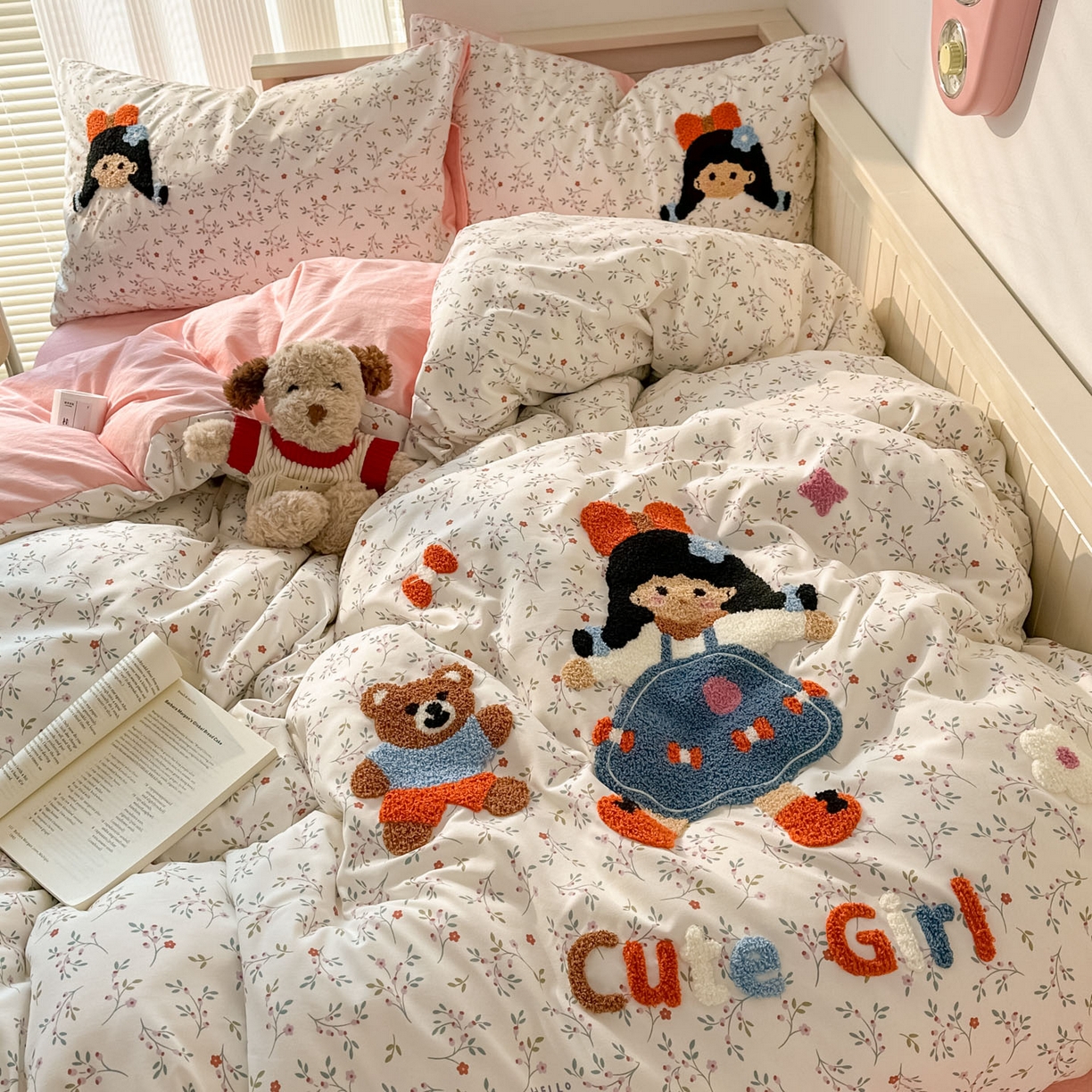 91家纺网 家纺一手货源 找家纺 易辰美 2026春夏新款超柔水洗棉四件套 小女孩