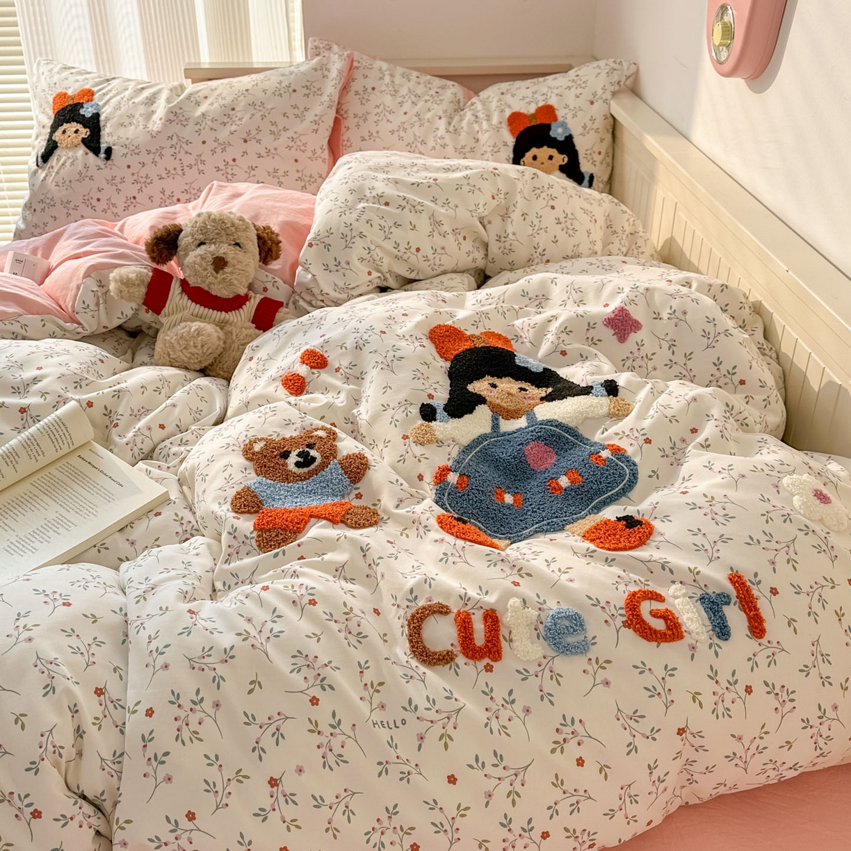 91家纺网 家纺一手货源 找家纺 易辰美 2026春夏新款超柔水洗棉四件套 小女孩