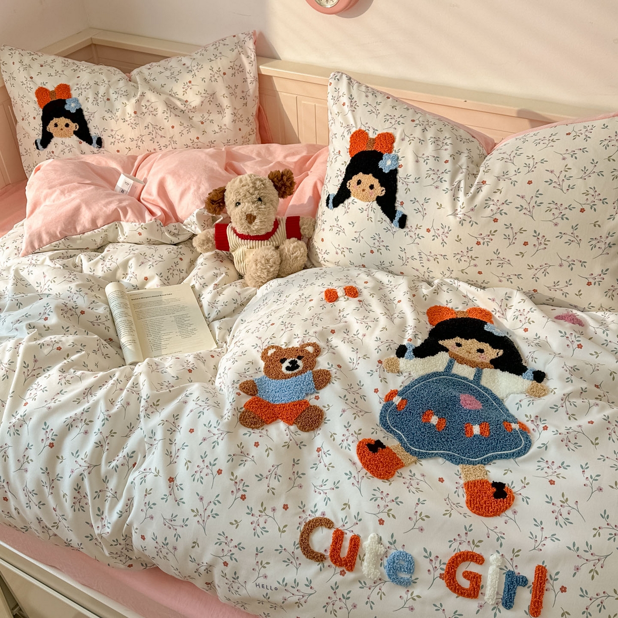 91家纺网 家纺一手货源 找家纺 易辰美 2026春夏新款超柔水洗棉四件套 小女孩