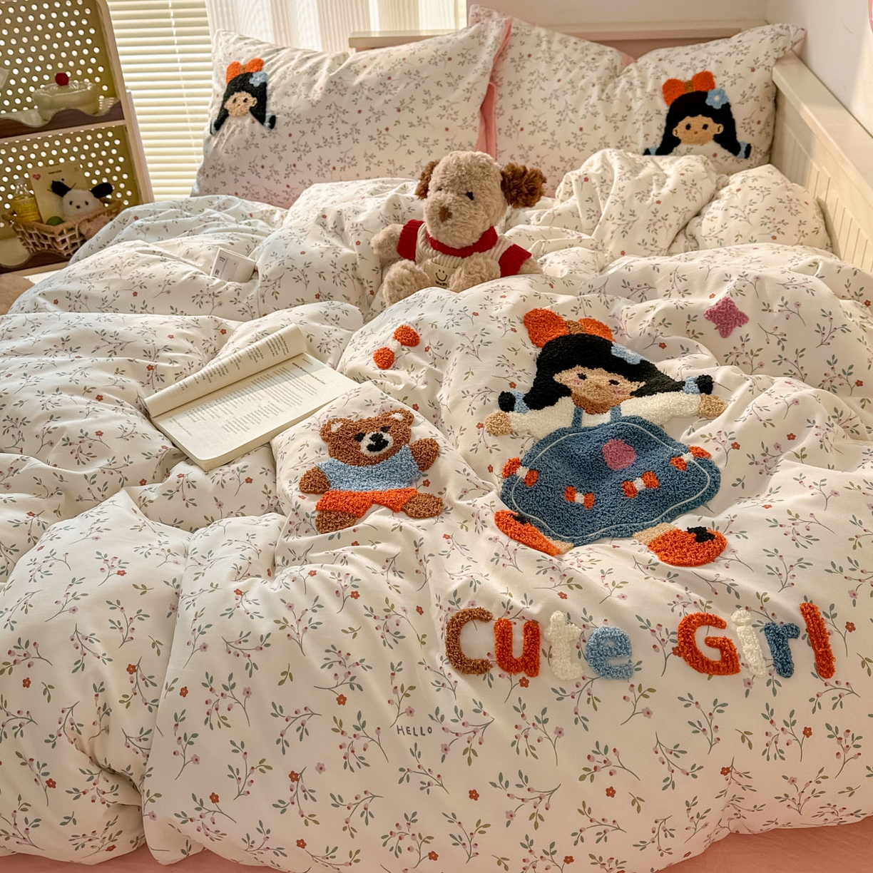 91家纺网 家纺一手货源 找家纺 易辰美 2026春夏新款超柔水洗棉四件套 小女孩