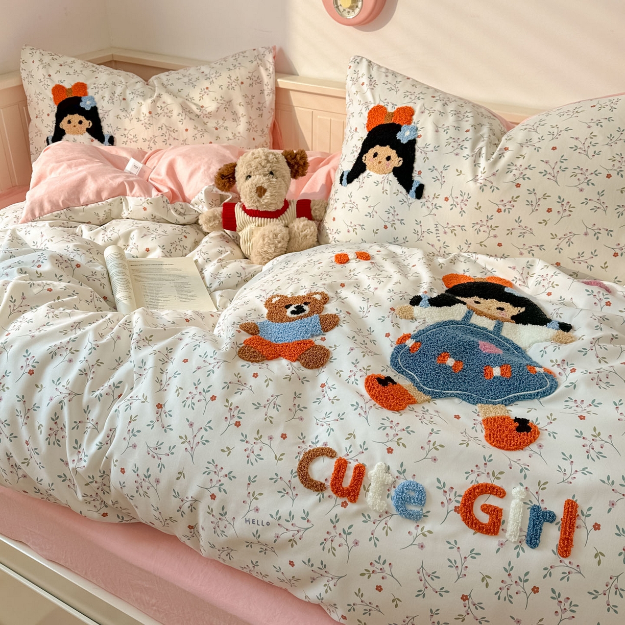 91家纺网 家纺一手货源 找家纺 易辰美 2026春夏新款超柔水洗棉四件套 小女孩