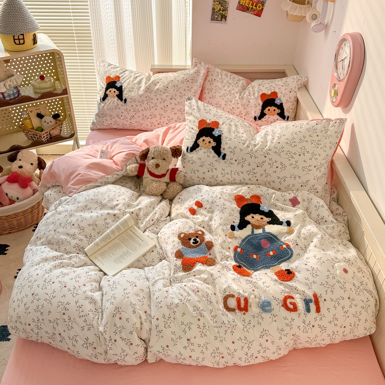 91家纺网 家纺一手货源 找家纺 易辰美 2026春夏新款超柔水洗棉四件套 小女孩