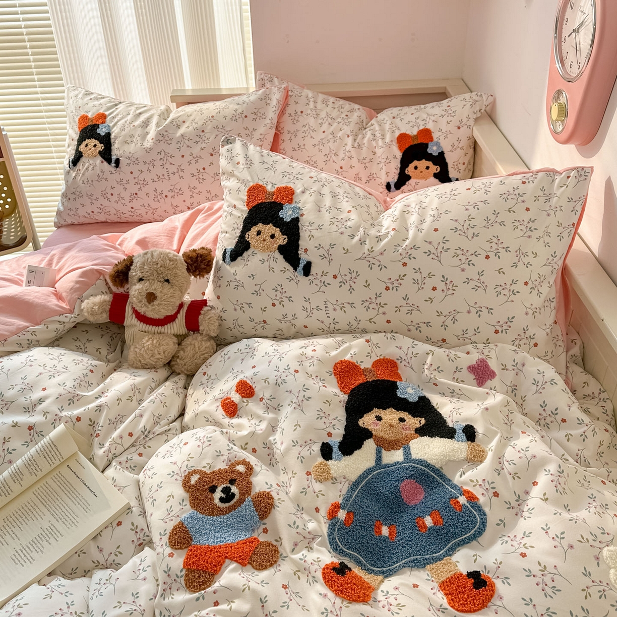 91家纺网 家纺一手货源 找家纺 易辰美 2026春夏新款超柔水洗棉四件套 小女孩