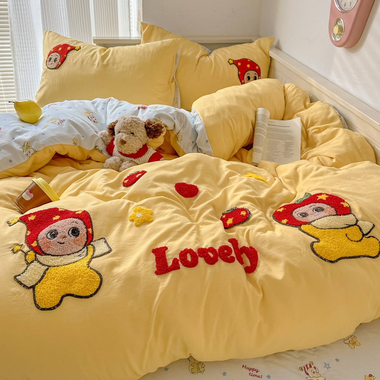 91家纺网 家纺一手货源 找家纺 易辰美 2026春夏新款超柔水洗棉四件套 星星人