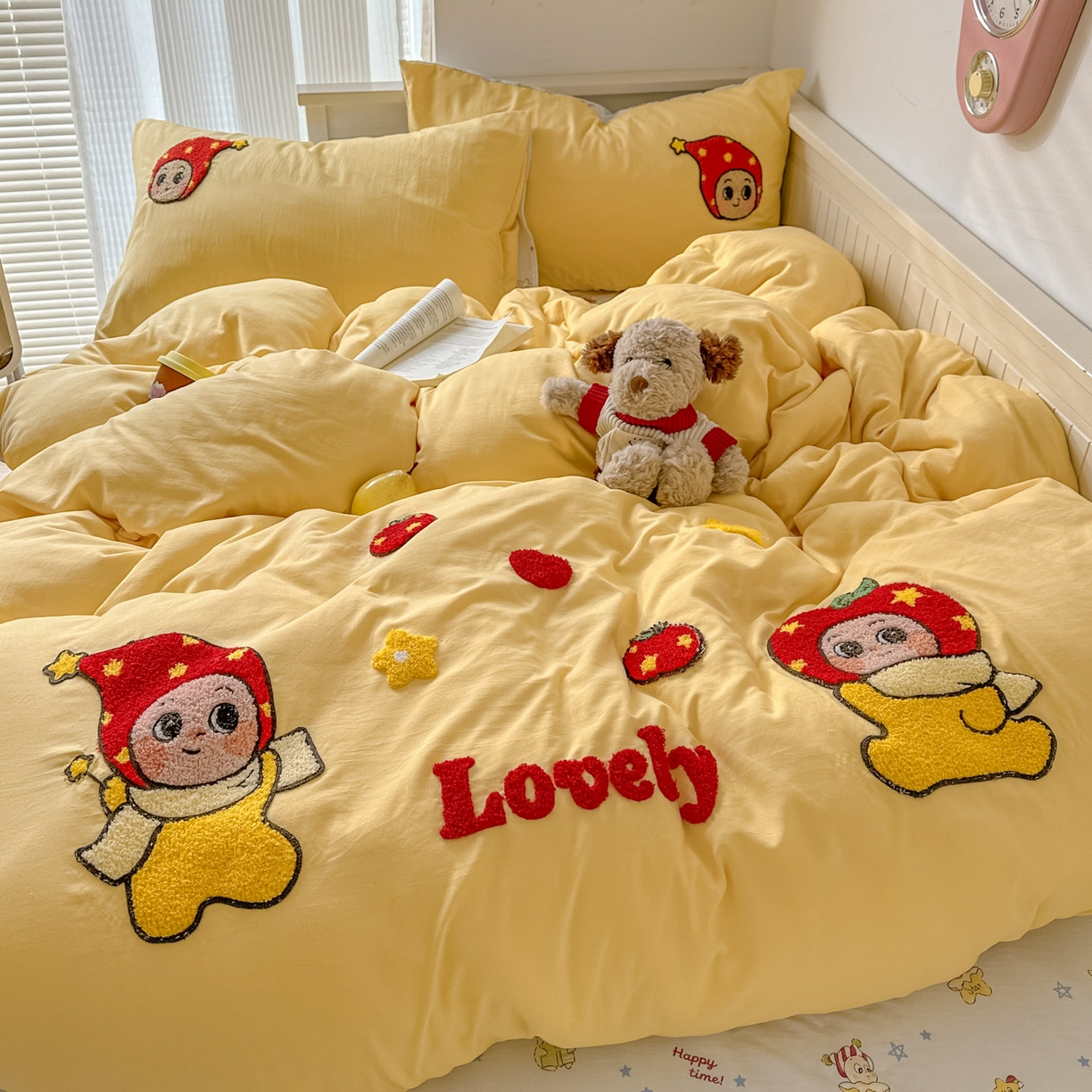 91家纺网 家纺一手货源 找家纺 易辰美 2026春夏新款超柔水洗棉四件套 星星人