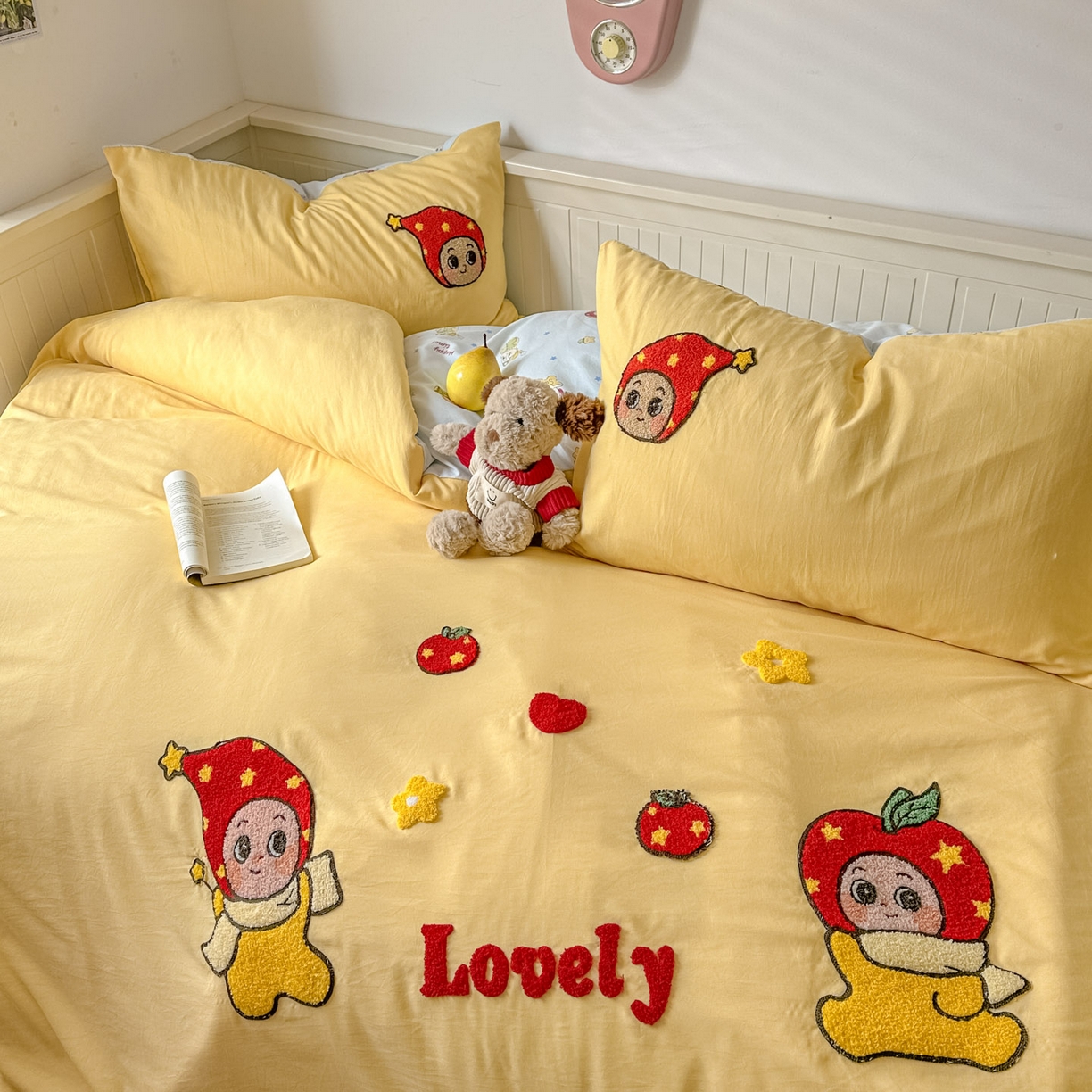 91家纺网 家纺一手货源 找家纺 易辰美 2026春夏新款超柔水洗棉四件套 星星人