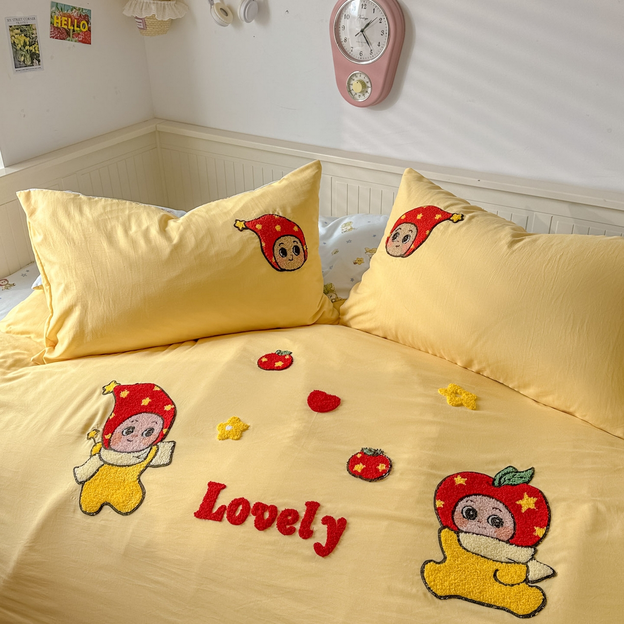 91家纺网 家纺一手货源 找家纺 易辰美 2026春夏新款超柔水洗棉四件套 星星人