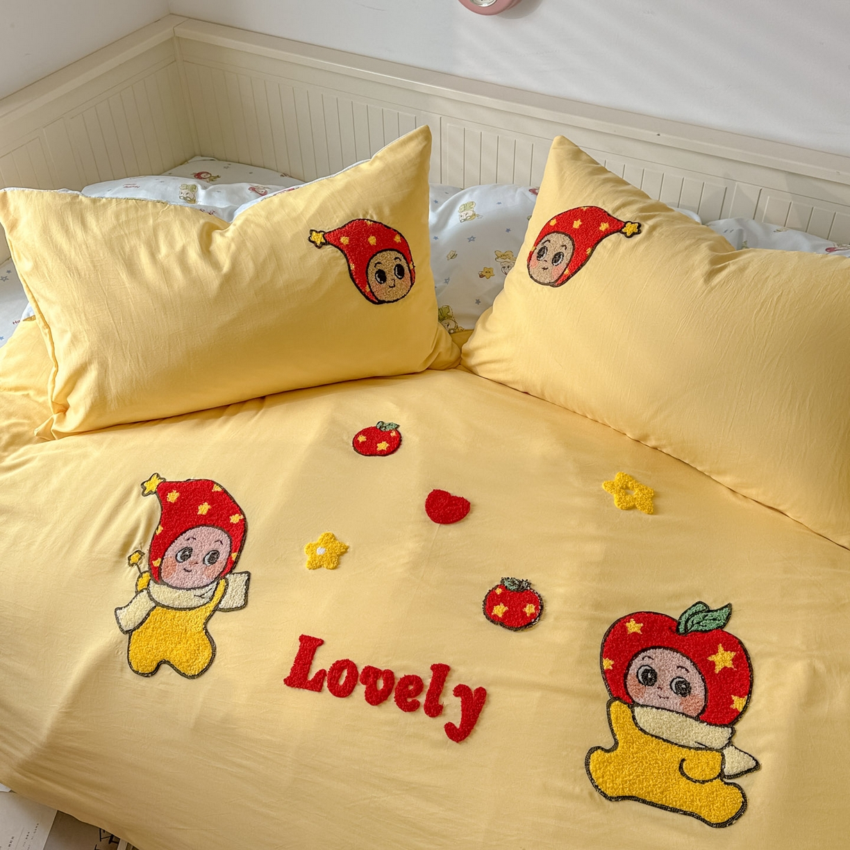 91家纺网 家纺一手货源 找家纺 易辰美 2026春夏新款超柔水洗棉四件套 星星人