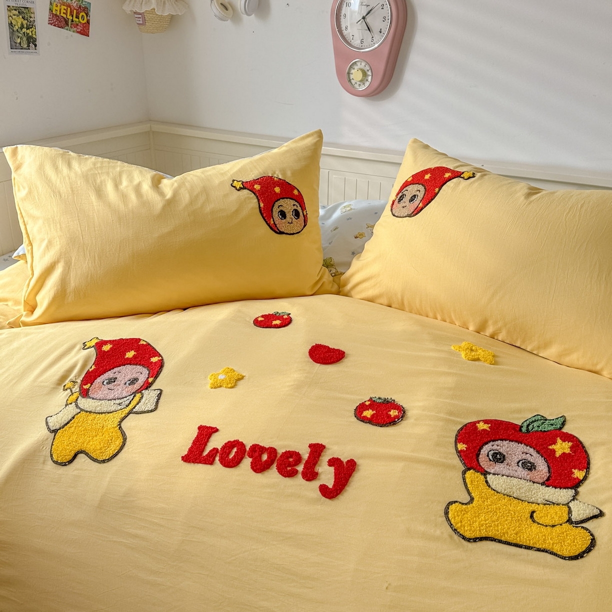 91家纺网 家纺一手货源 找家纺 易辰美 2026春夏新款超柔水洗棉四件套 星星人