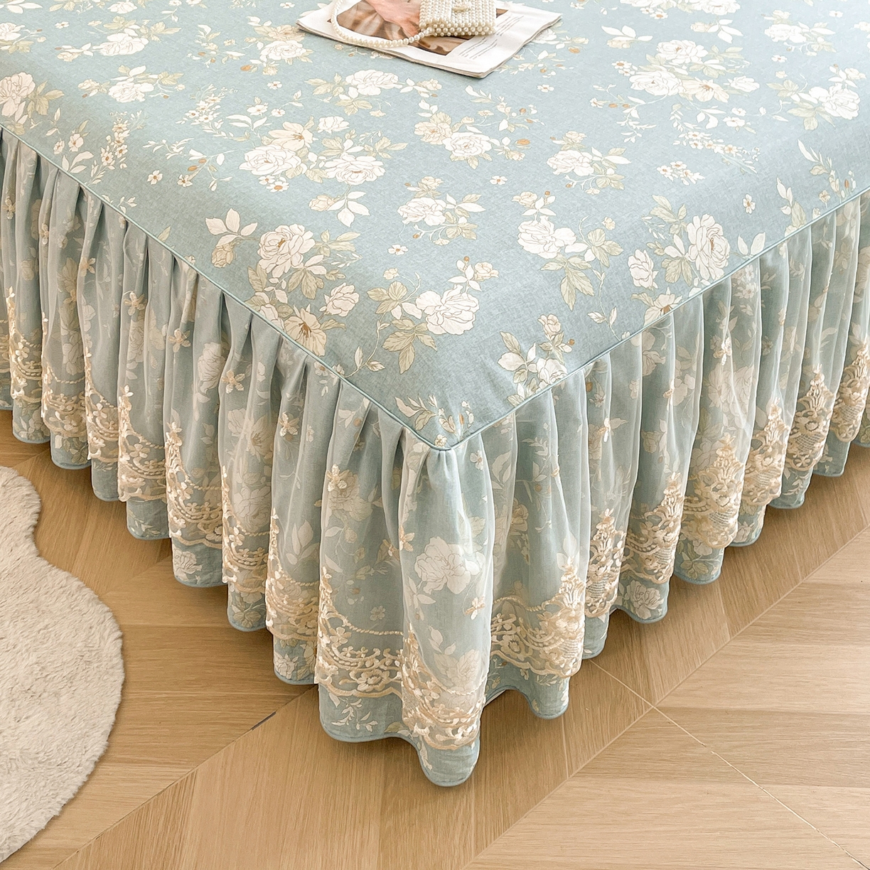 91家纺网 家纺一手货源 找家纺 （总）宜凡家纺 2026新款全棉印花床裙款四件套