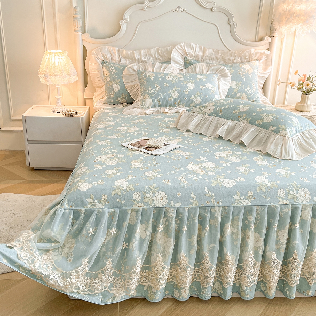 91家纺网 家纺一手货源 找家纺 （总）宜凡家纺 2026新款全棉印花床裙款四件套