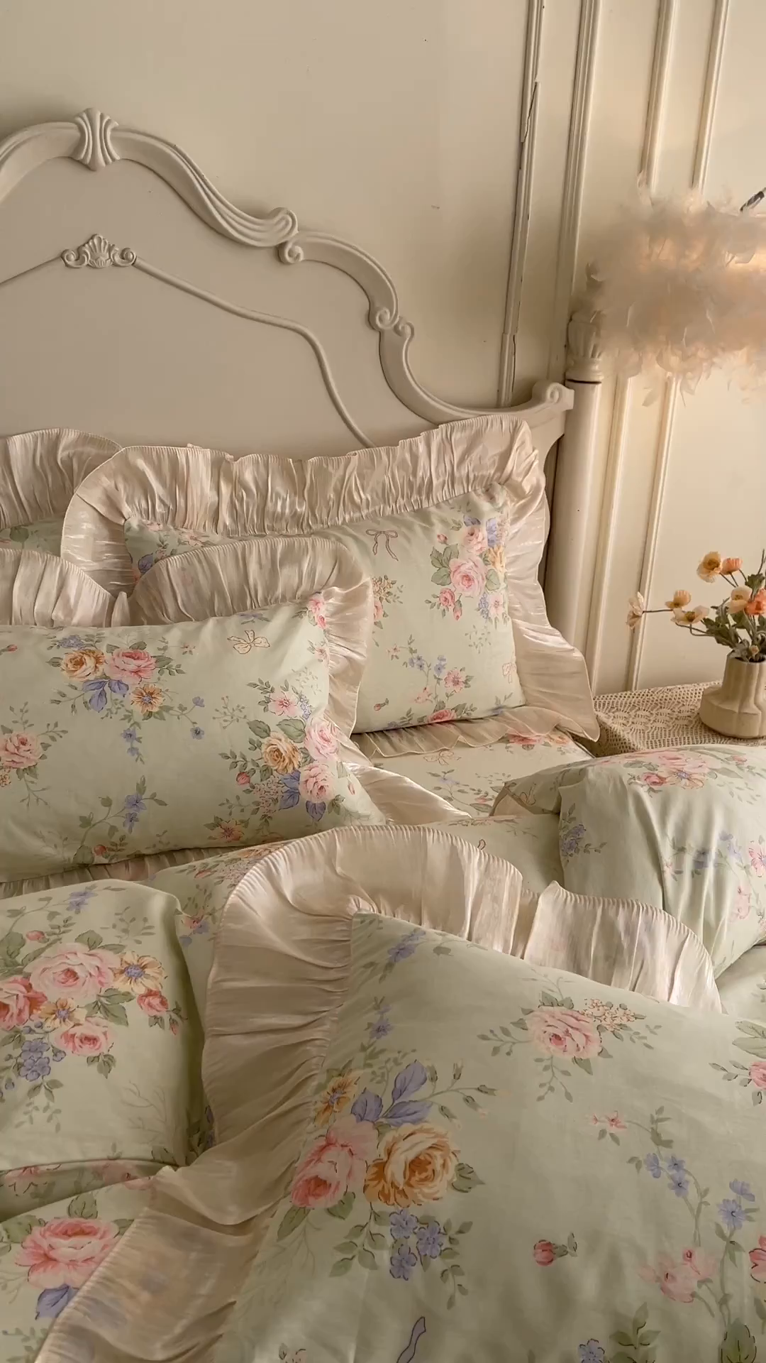 91家纺网 家纺一手货源 找家纺 宜凡家纺 2026新款全棉印花床裙款四件套 曼妙花香