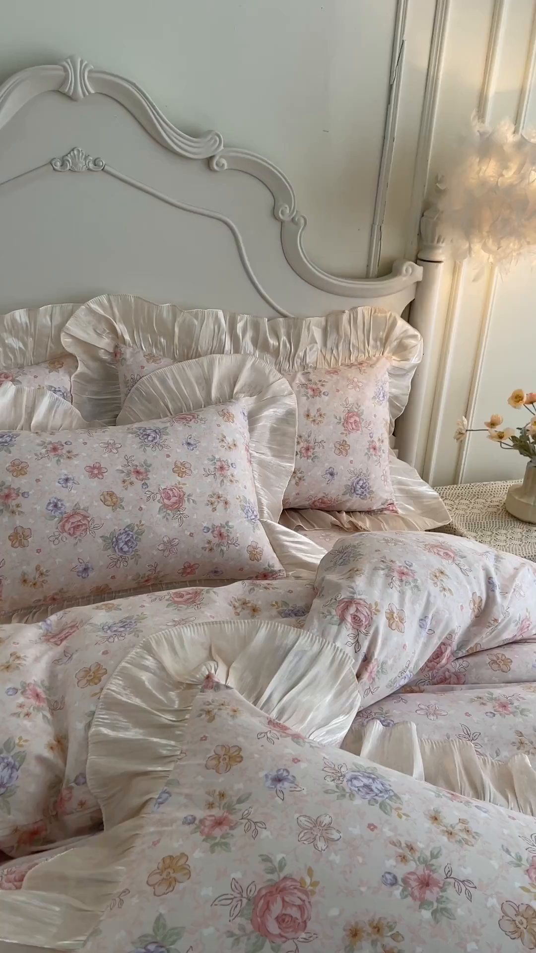 91家纺网 家纺一手货源 找家纺 宜凡家纺 2026新款全棉印花床裙款四件套 寻觅花季