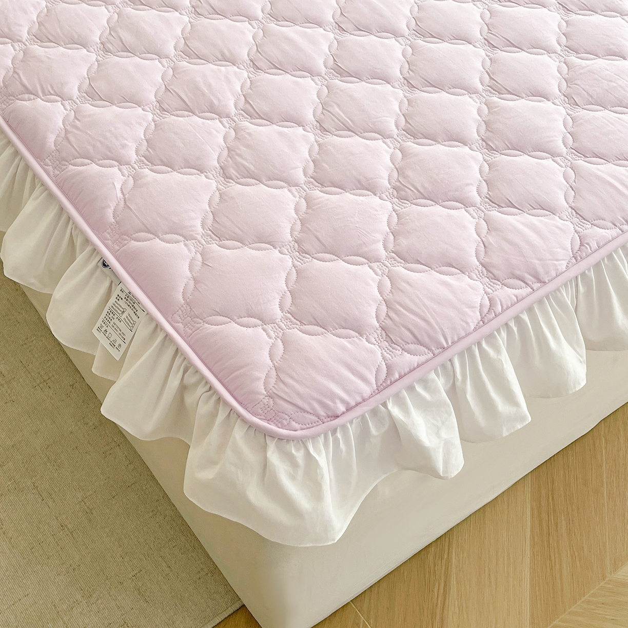 91家纺网 家纺一手货源 找家纺 佳笠家居 2026春夏新款A类全棉纯棉水洗棉新疆棉花少女风花边单床笠 床笠单件 星空紫