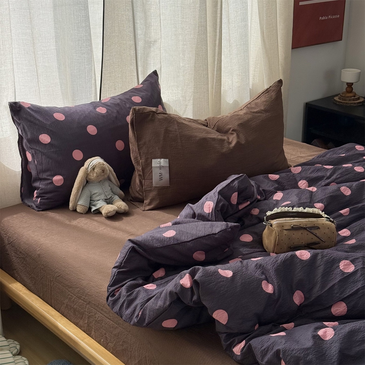 91家纺网 家纺一手货源 找家纺 （总）拾一 2026新款软糯木棉甜美波点系列四件套