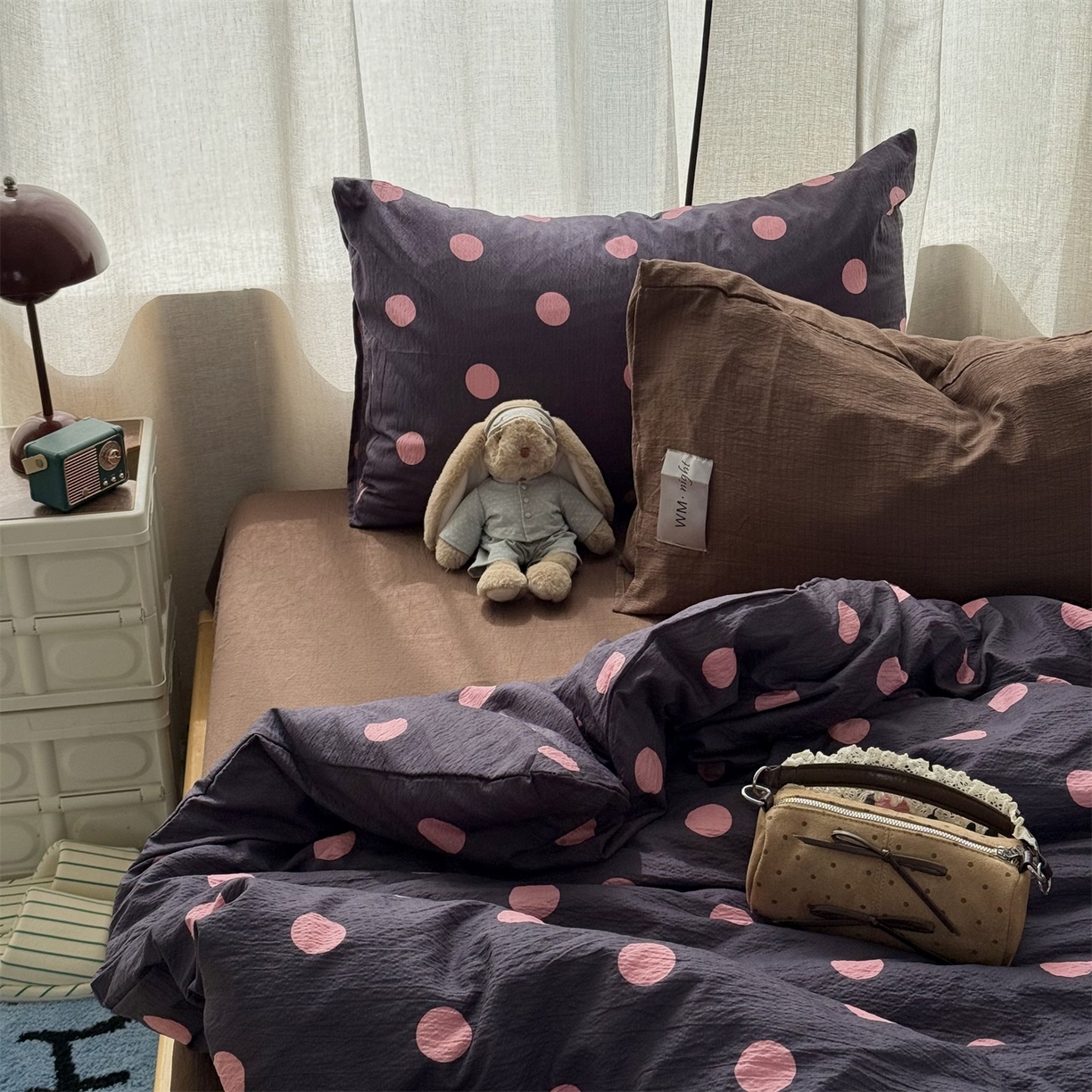 91家纺网 家纺一手货源 找家纺 （总）拾一 2026新款软糯木棉甜美波点系列四件套