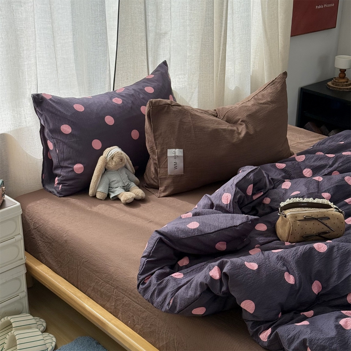 91家纺网 家纺一手货源 找家纺 （总）拾一 2026新款软糯木棉甜美波点系列四件套