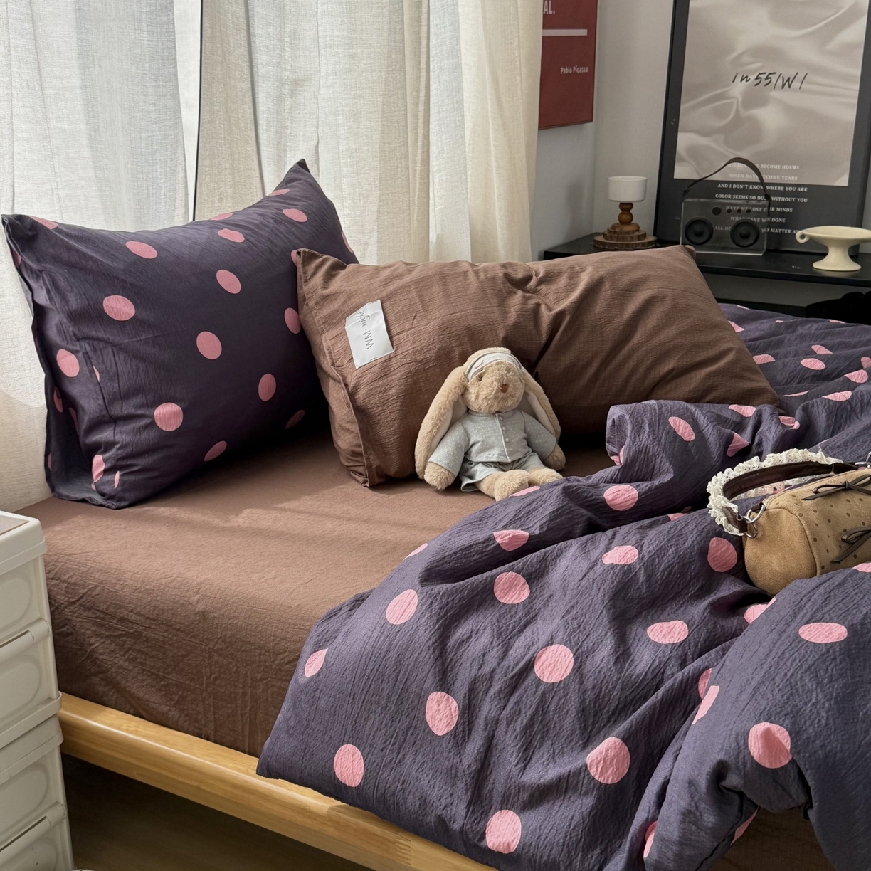 91家纺网 家纺一手货源 找家纺 （总）拾一 2026新款软糯木棉甜美波点系列四件套