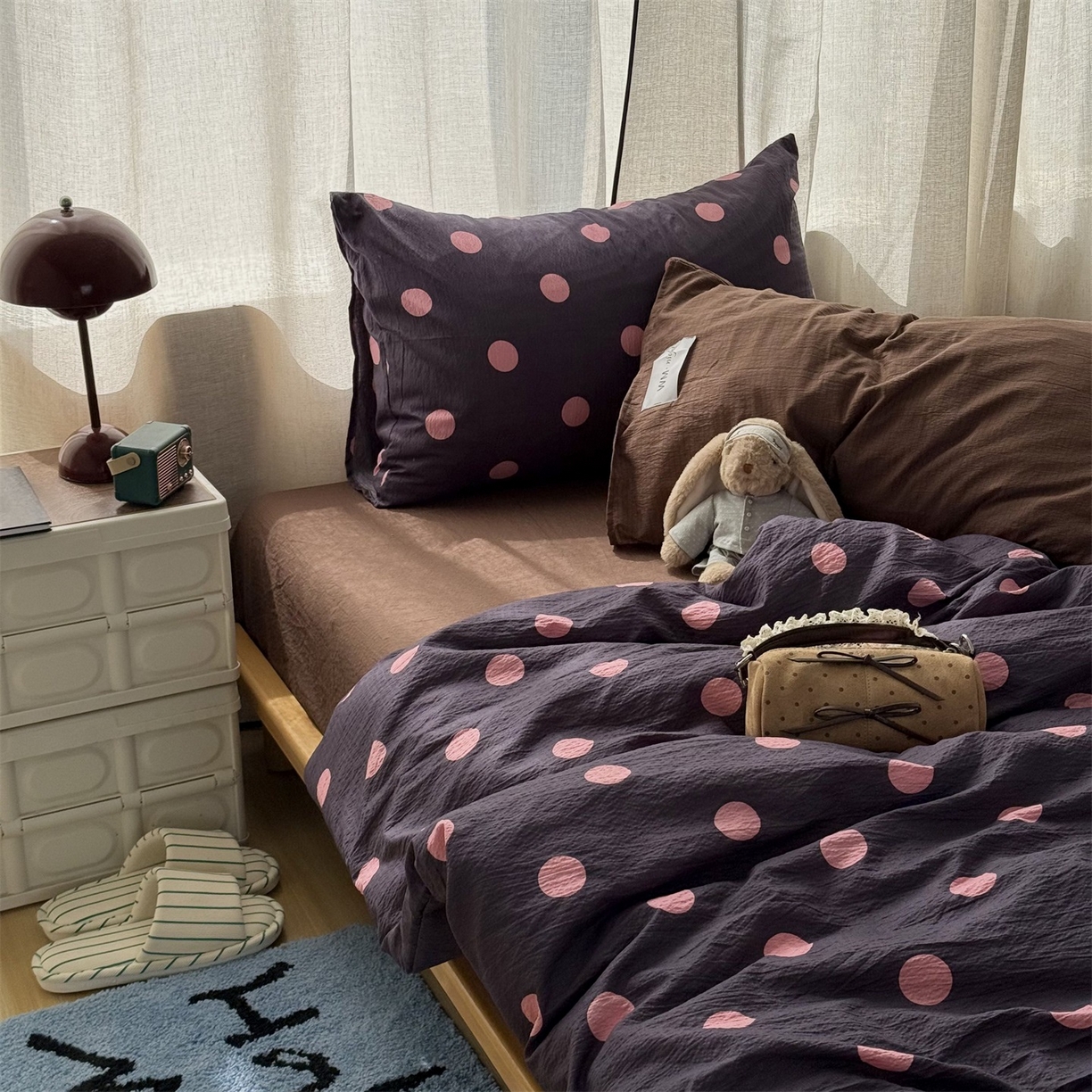 91家纺网 家纺一手货源 找家纺 （总）拾一 2026新款软糯木棉甜美波点系列四件套