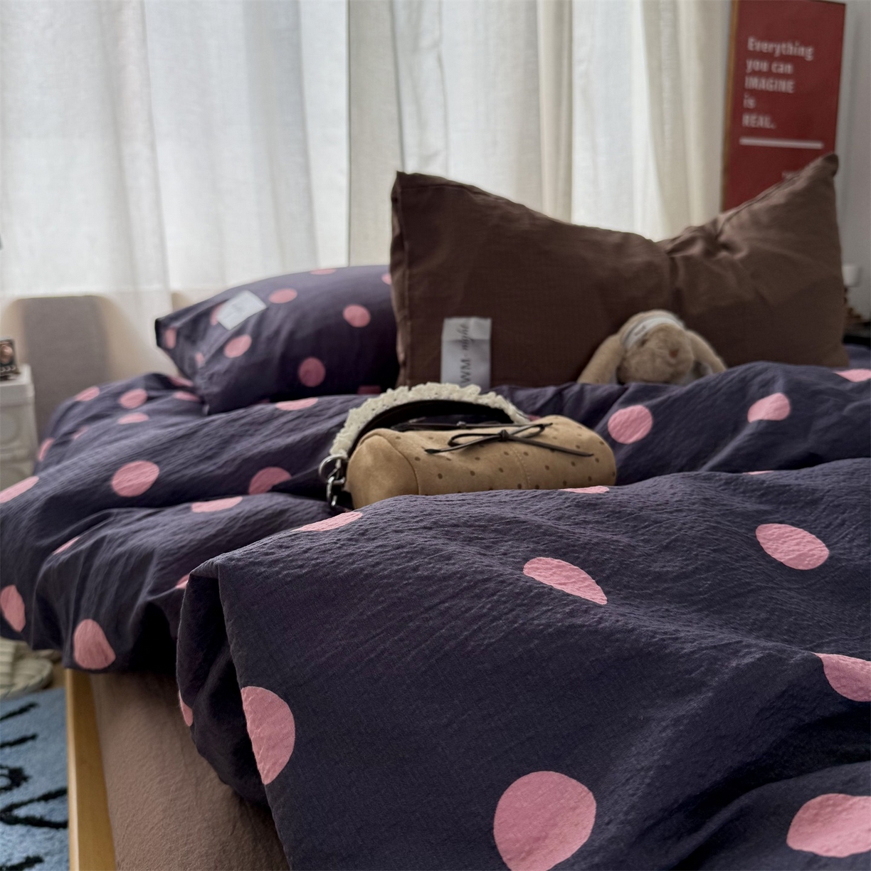 91家纺网 家纺一手货源 找家纺 （总）拾一 2026新款软糯木棉甜美波点系列四件套