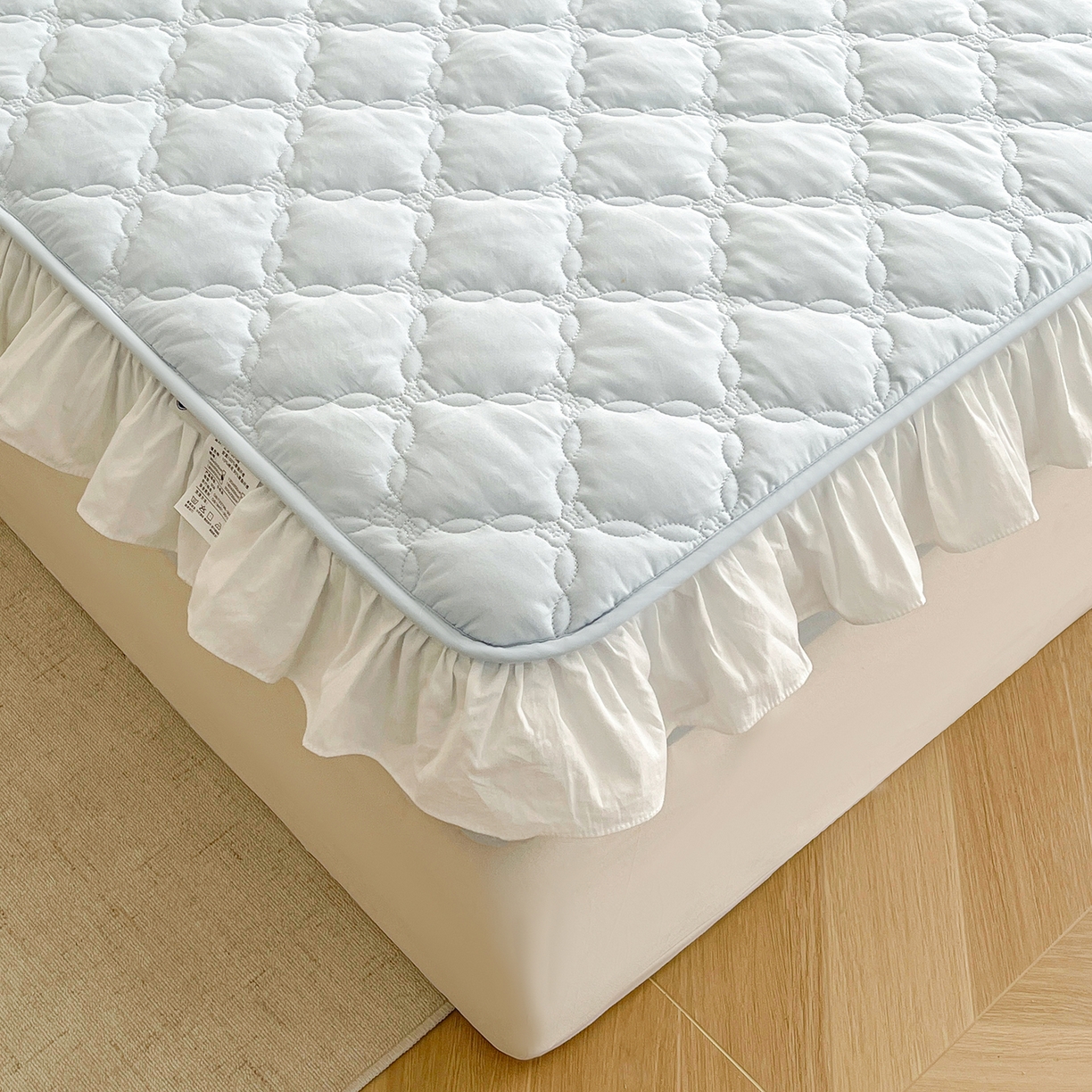 91家纺网 家纺一手货源 找家纺 （总）佳笠家居 2026春夏新款A类全棉纯棉水洗棉新疆棉花少女风花边单床笠 床笠单件