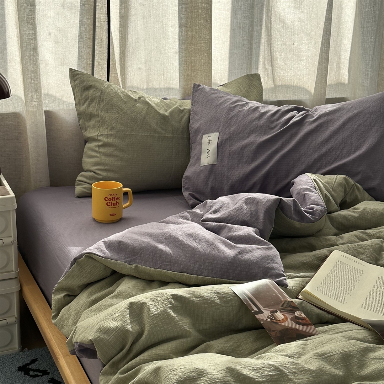 拾一 2026新款甜美波点系列双拼色四件套 青柠奶绿