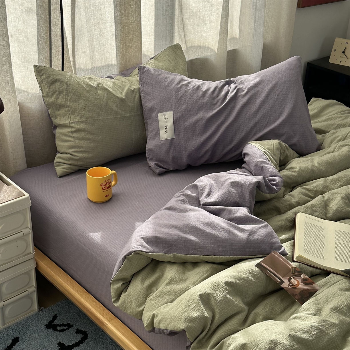 91家纺网 家纺一手货源 找家纺 拾一 2026新款甜美波点系列双拼色四件套 青柠奶绿