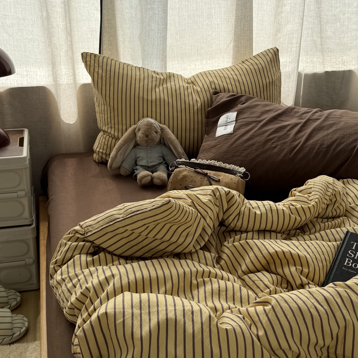 91家纺网 家纺一手货源 找家纺 （总）拾一 2026新款软糯木棉中古多巴胺条纹系列四件套