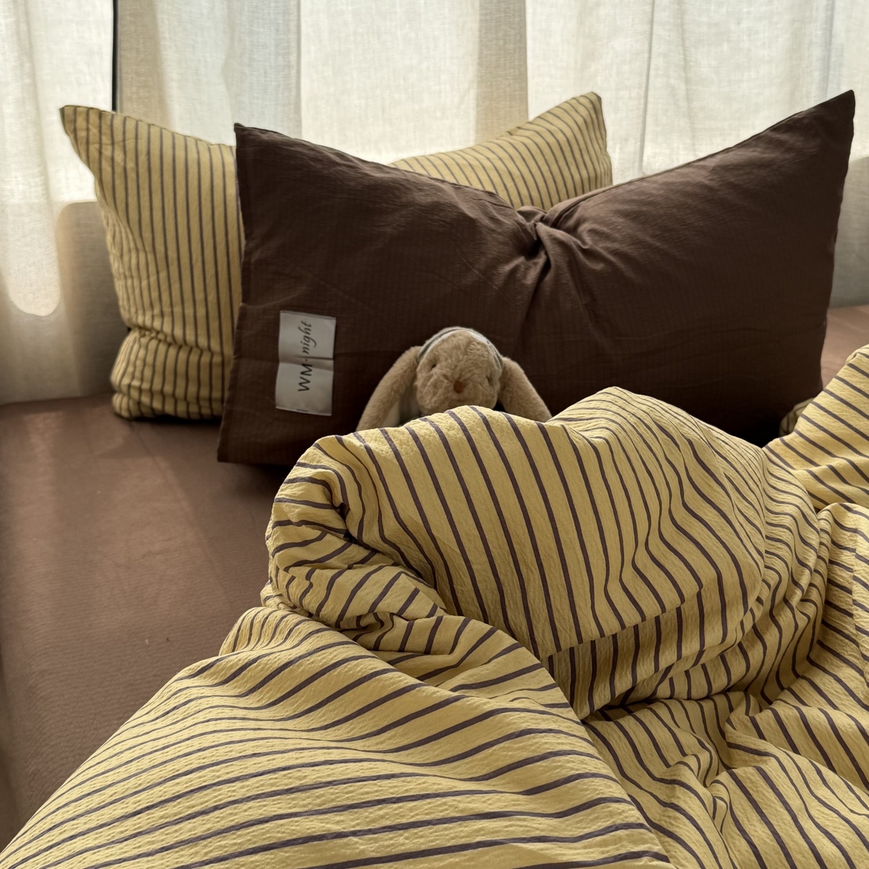 91家纺网 家纺一手货源 找家纺 （总）拾一 2026新款软糯木棉中古多巴胺条纹系列四件套