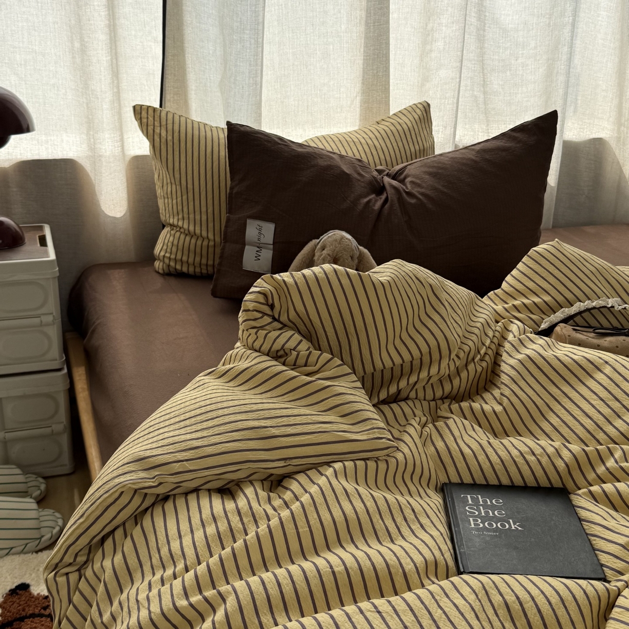 91家纺网 家纺一手货源 找家纺 （总）拾一 2026新款软糯木棉中古多巴胺条纹系列四件套