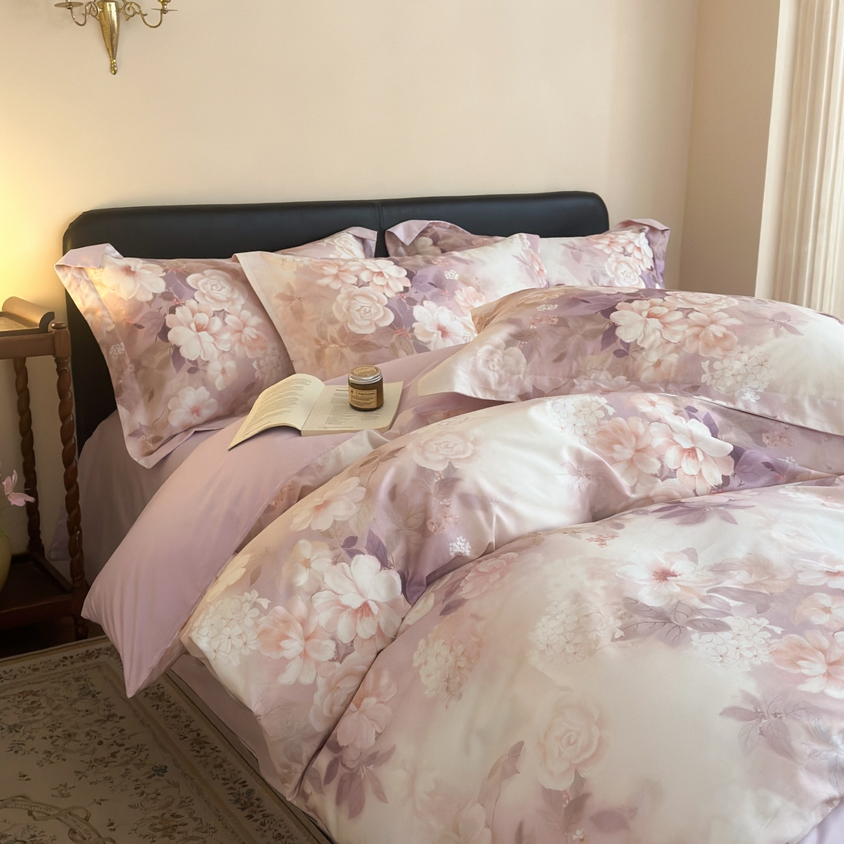 优彩 2026新款长绒棉数码印花精梳全棉纯棉四件套 桃之夭夭