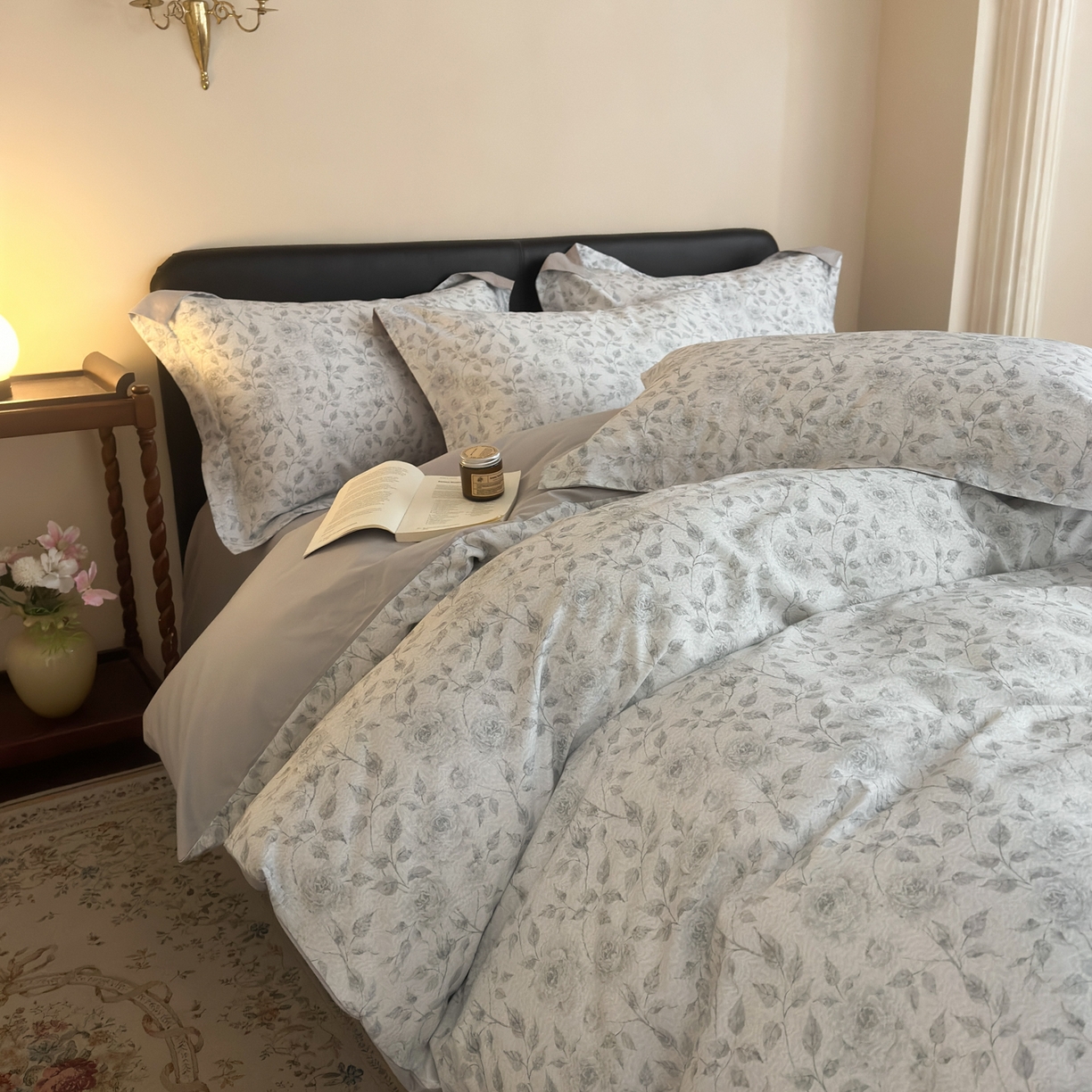 优彩 2026新款长绒棉数码印花精梳全棉纯棉四件套 知夏-灰