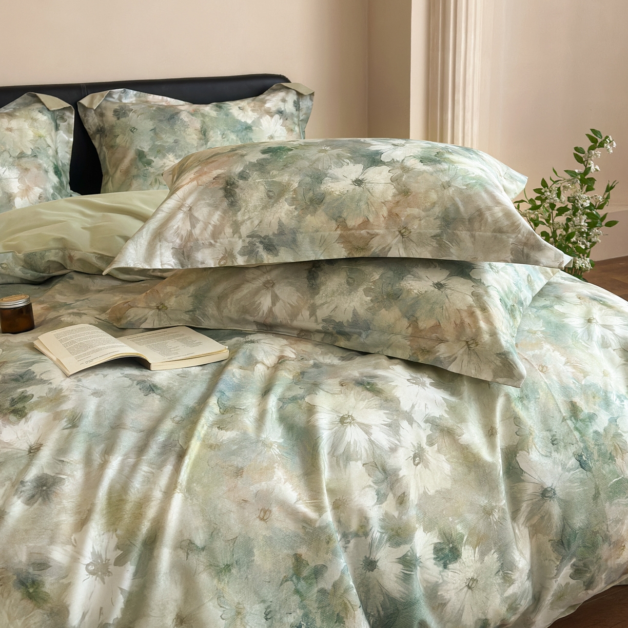 91家纺网 家纺一手货源 找家纺 优彩 2026新款长绒棉数码印花精梳全棉纯棉四件套 千黛