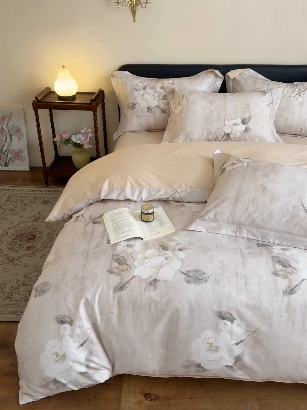 91家纺网 家纺一手货源 找家纺 优彩 2026新款长绒棉数码印花精梳全棉纯棉四件套 秋澜