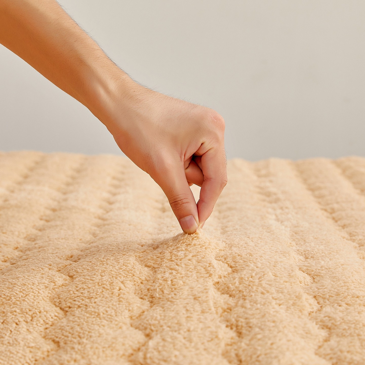 91家纺网 家纺一手货源 找家纺 月茶家纺 2026新款立体爱心边羊羔绒海绵床垫垫子 咖色